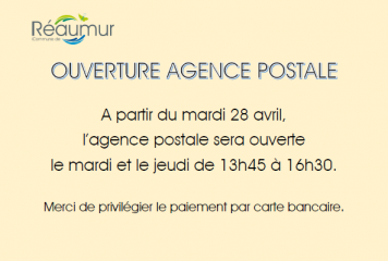 Réouverture de l’agence postale